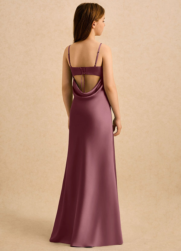 Azazie Mirabella Girls Formal Vestidos de arras Vestido Rosa Del Desierto de Satén Elástico de Recto con Escote corazón image1