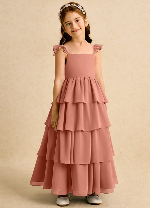 Azazie Boba Vestidos de Niña de Flores Vestido de Mai Tai de Gasa de Corte En A con Escote Cuadrado image1