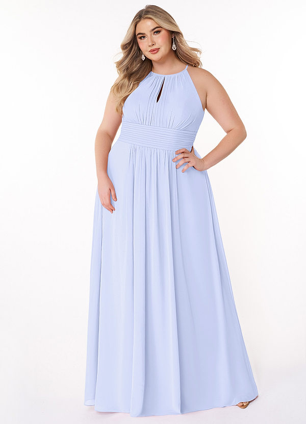 Azazie Bonnie Bridesmaid Dresses Lavender A-Line Keyhole Ruched Chiffon Dress image1