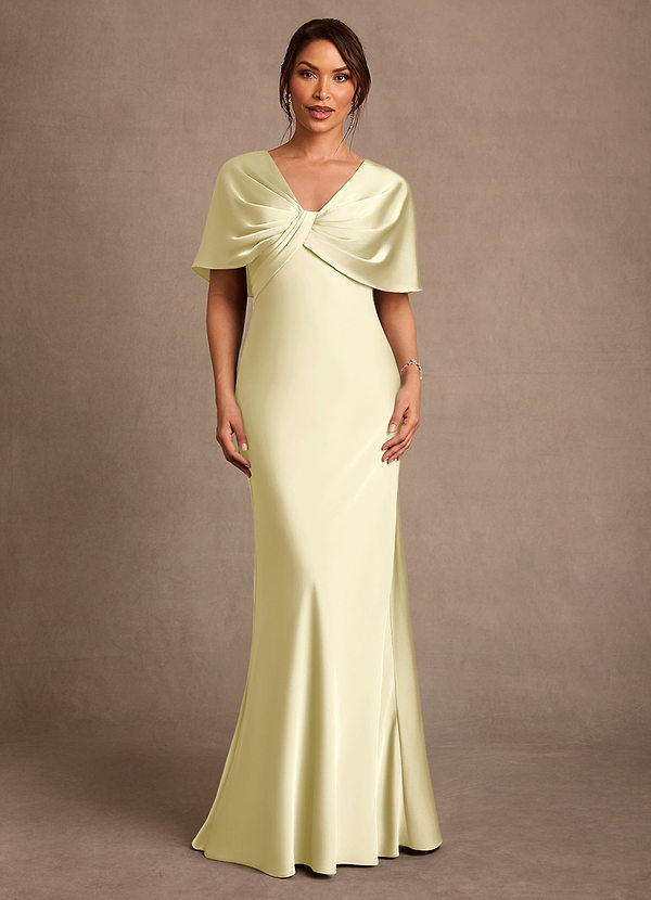 Azazie Dosia Suknie dla Matki Panny Młodej Osłona Pofałdowany Satyna elastyczna Długość podłogi Sukienka image1