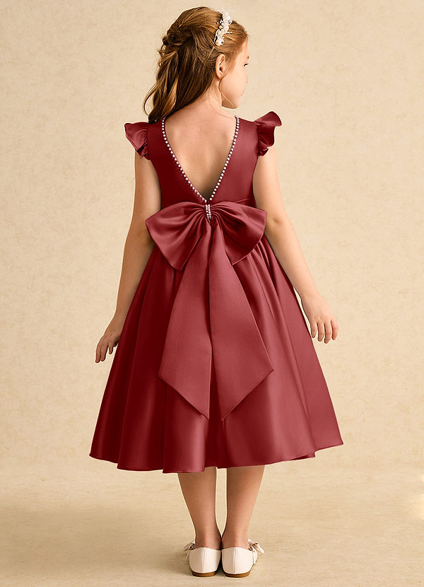 Dumpling Flower Girl Dresses Rust A-Line Bow Matte Satin Dress image1