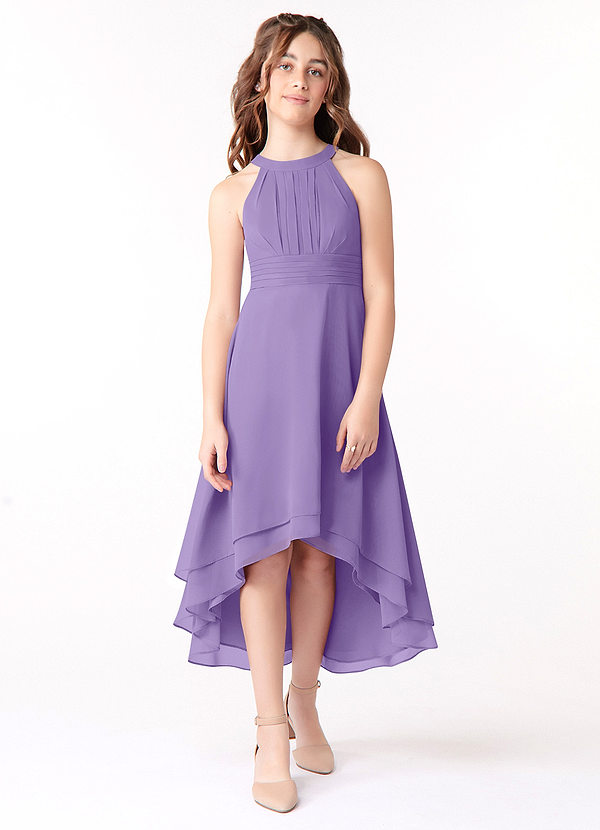 Azazie Linna Junior Tahiti A-Line Pleated Chiffon Dress image1