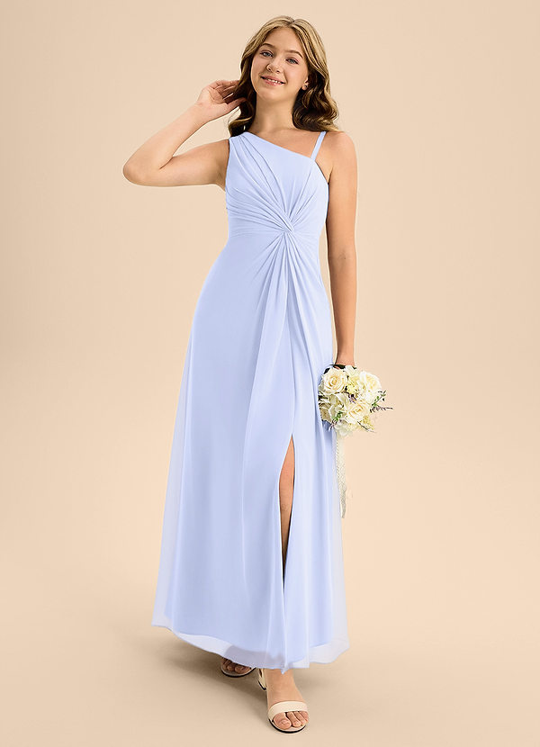 Azazie Brooke Junior Abito A-Line in Chiffon Spacco Laterale Lavanda image1