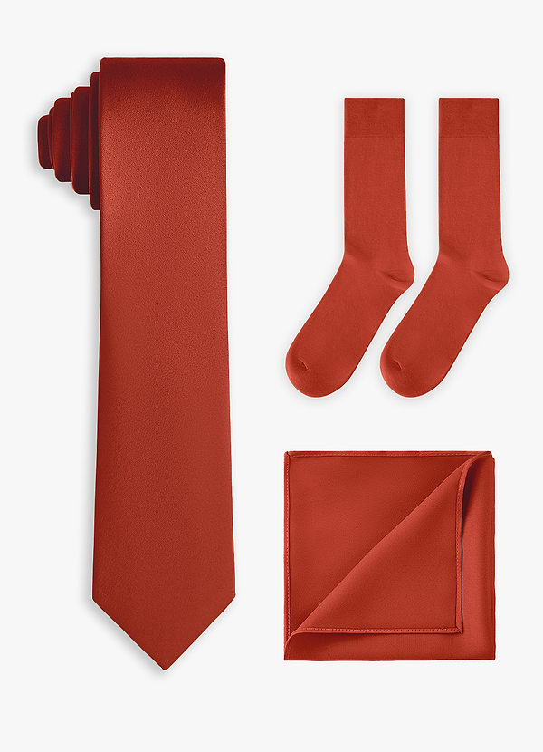 front Matching Stretch Satin Skinny Tie & Pocket Square & Socks Set