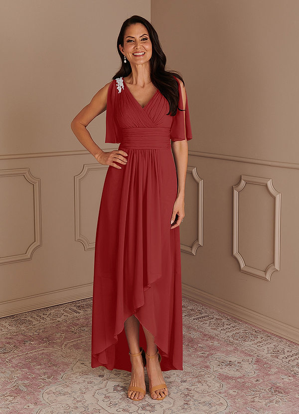 Azazie Pascual Mother of the Bride Dresses A-Line Pleated Chiffon Asymmetrical Dress image1