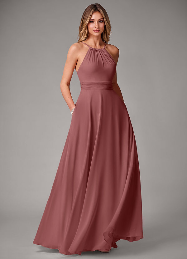 Azazie Amalia Bridesmaid Dresses Amethyst A-Line Pleated Chiffon Dress image1