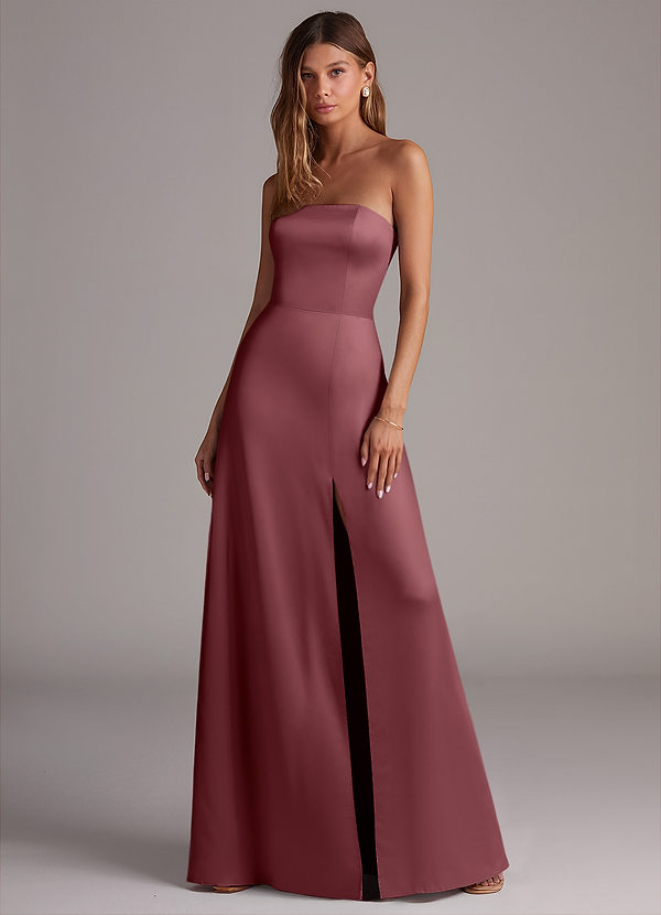 Azazie Wren Bridesmaid Dresses Desert Rose A-Line Strapless Stretch Satin Convertible Dress image1