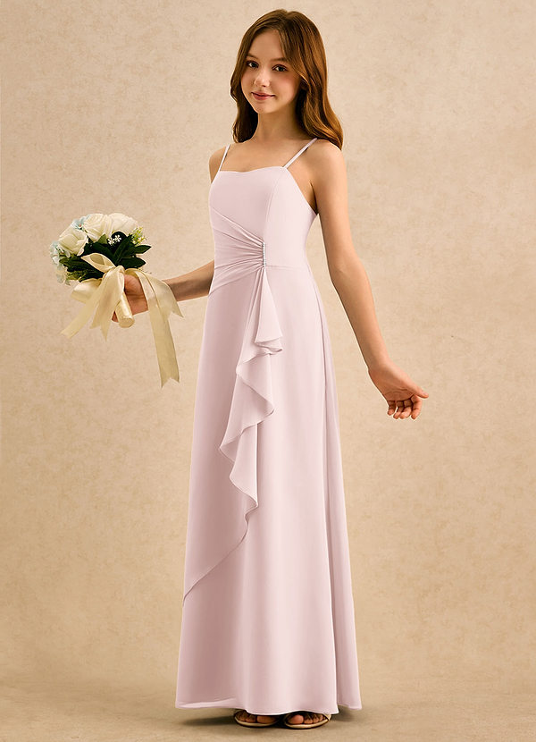 Azazie lolly Girls Formal Abiti da Damigella Bambina Abito A-Line in Chiffon Plissettato Rosa Rossore image1