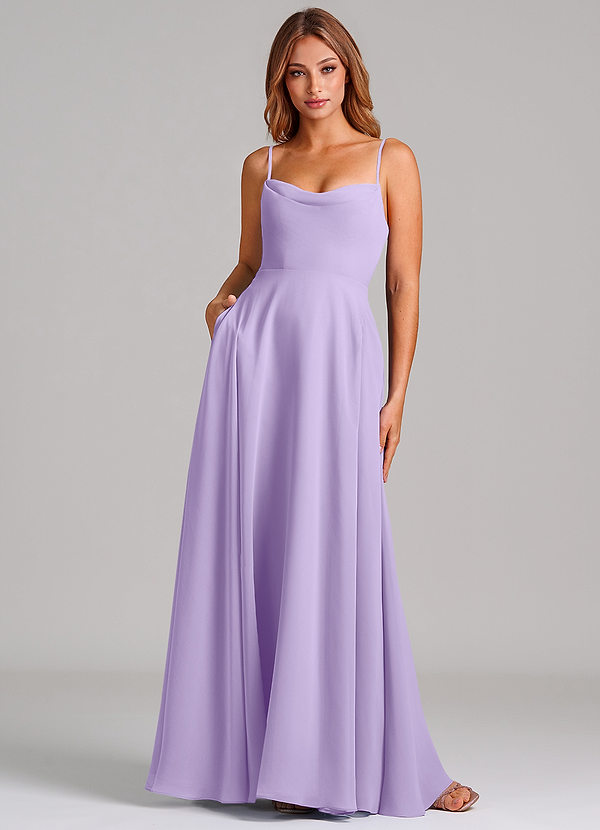 Azazie Elle Bridesmaid Dresses Lilac A-Line Pleated Chiffon Dress image1