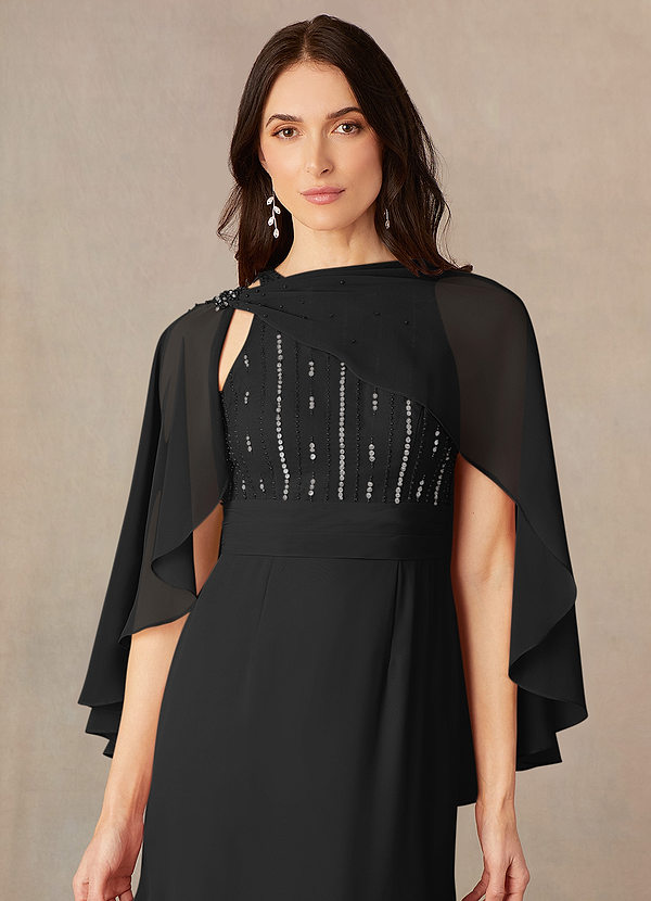 front Azazie Chiffon Asymmetrical Wrap