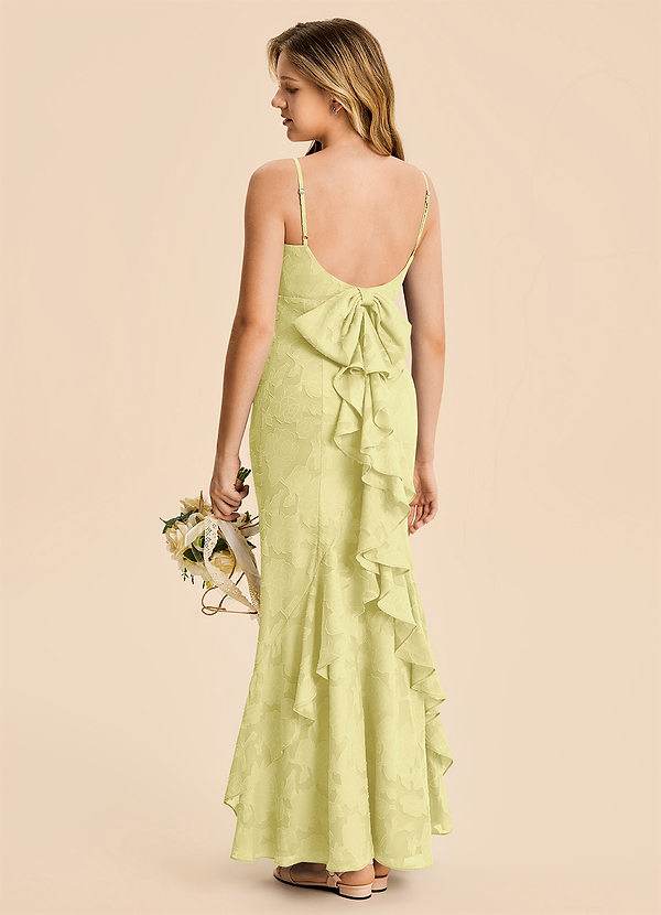 Azazie Lioren Junior Robe Sirène en Floral Burnout Drapé Sorbet Citron image1