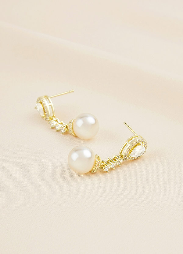 front Pearl Rhinestone Drop Earrings