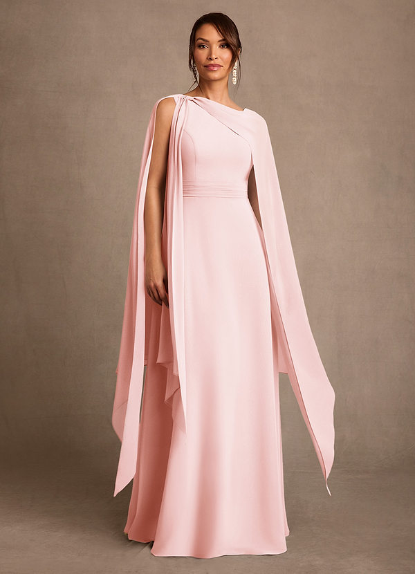 Azazie Liddie Blushing Pink A-Line Pleated Chiffon Dress | Azazie CA