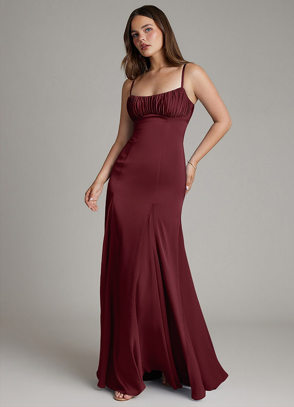 Azazie Avira Suknie dla druhen Syrena Satyna elastyczna Do ziemi Sukienka image1