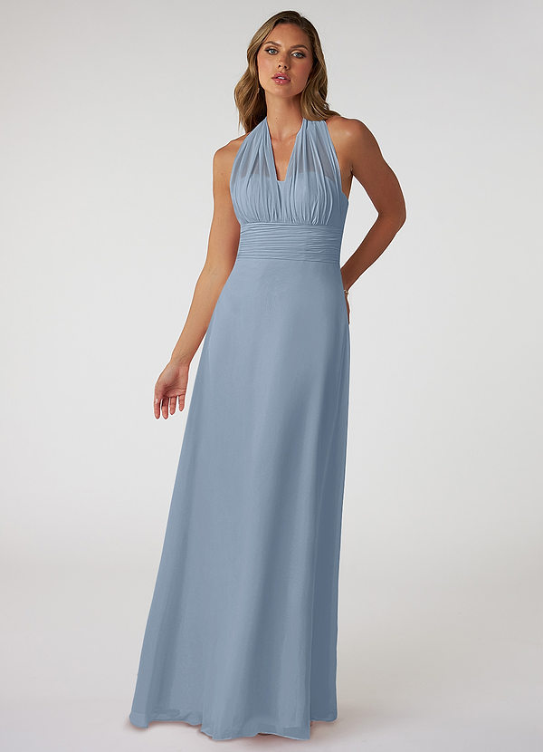 Azazie Fifi Bridesmaid Dresses Dusty Blue A-Line Strapless Chiffon Convertible Dress image1