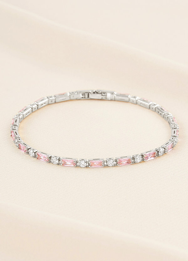 front Pink Gemstone and Rhinestone Bracelet