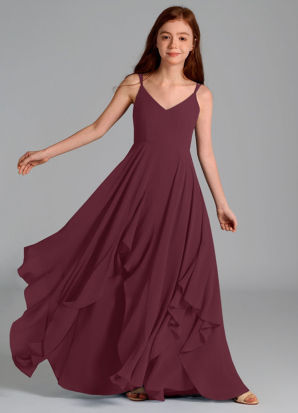 Azazie Karan Junior Vestido de Cabernet de Gasa de Corte en A image1