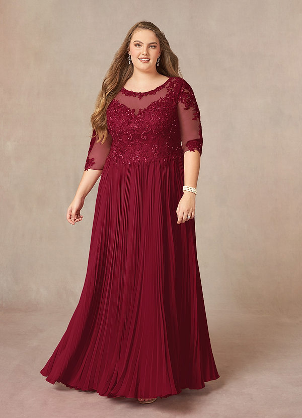 Azazie Corinne Mother of the Brides Dresses Burgundy A-Line Sequins Chiffon Dress image1