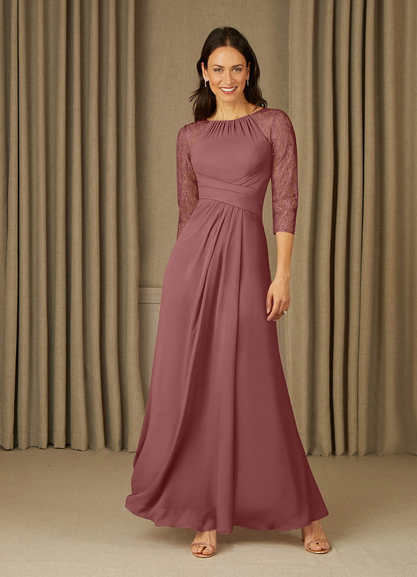 Azazie Zolla Mother of the Bride Dresses A-Line Lace Chiffon Floor-Length Dress image1
