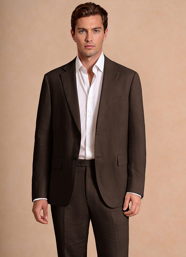 front Wesley Marron Foncé veste de costume en lin mélangé