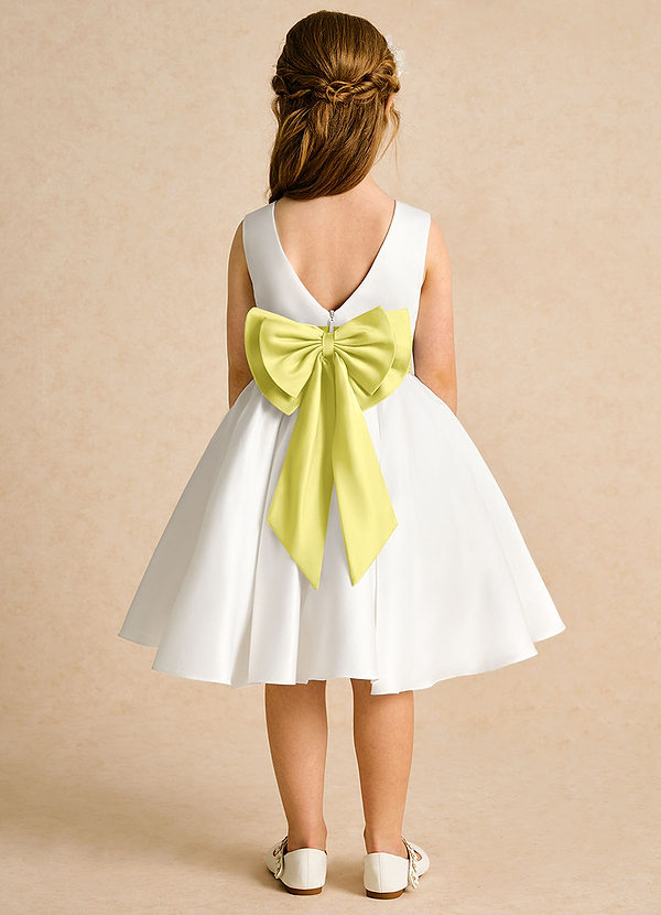 Sosie Flower Girl Dresses Ivory Canary A-Line Pleated Matte Satin Dress image1