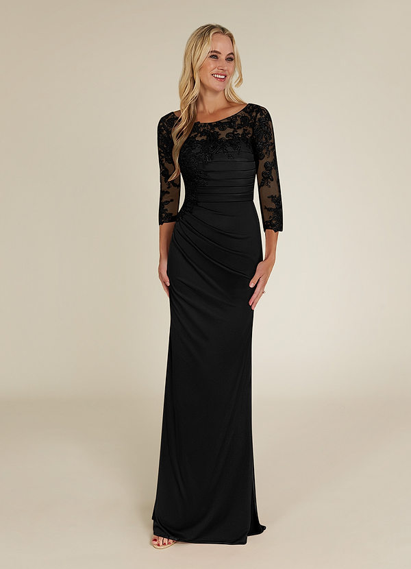 Azazie Alisondra Mother of the Bride Dresses Black Sheath Scoop Lace Lace Dress image1