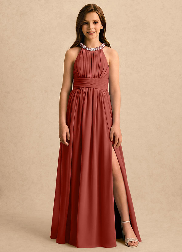 Azazie Aria Girls Formal Blommflicksklänningar Klänning A-Line i Chiffong Plisserad image1