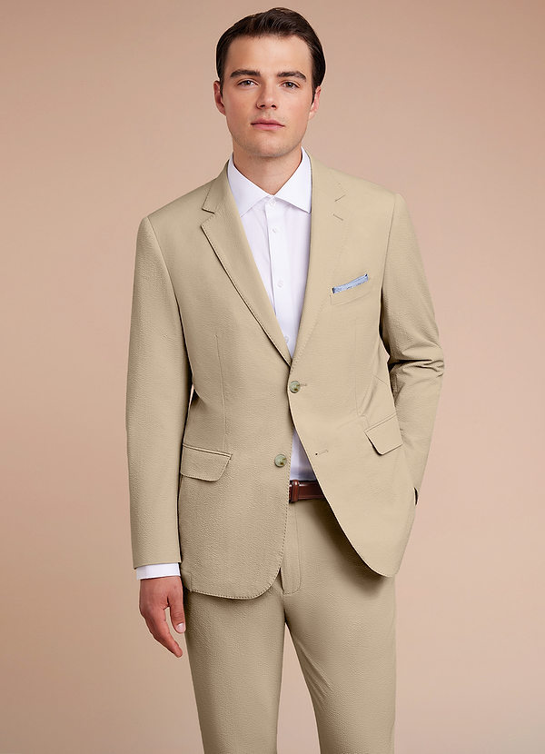 front Miles Tan Seersucker Suit Jacket