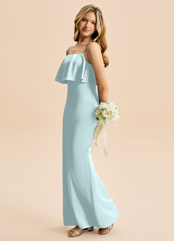 Azazie Galene Junior Sea Glass Mermaid Stretch Satin Dress image1