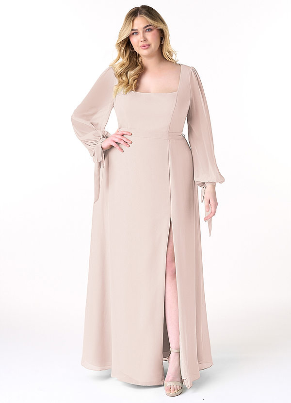 Azazie Leonia Suknie dla druhen Linia A Długi rękaw Szyfon Do ziemi Sukienka image1