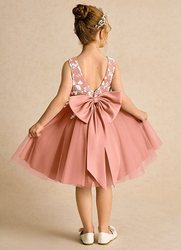 Azazie Butterfly Blumenkinder Kleider A-Linie Spitze Kleid Mai Tai image1