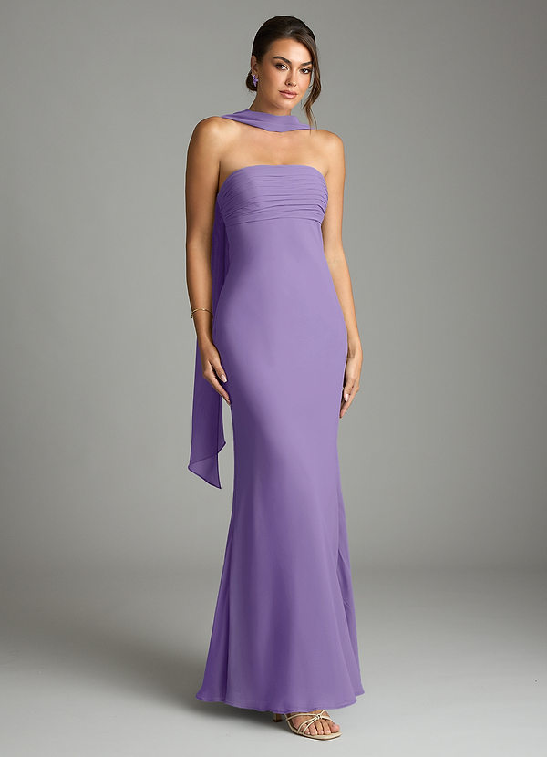 Azazie Saylor Brudtärneklänningar Klä av Sjöjungfru i Chiffong Axelbandslös Tahiti image1