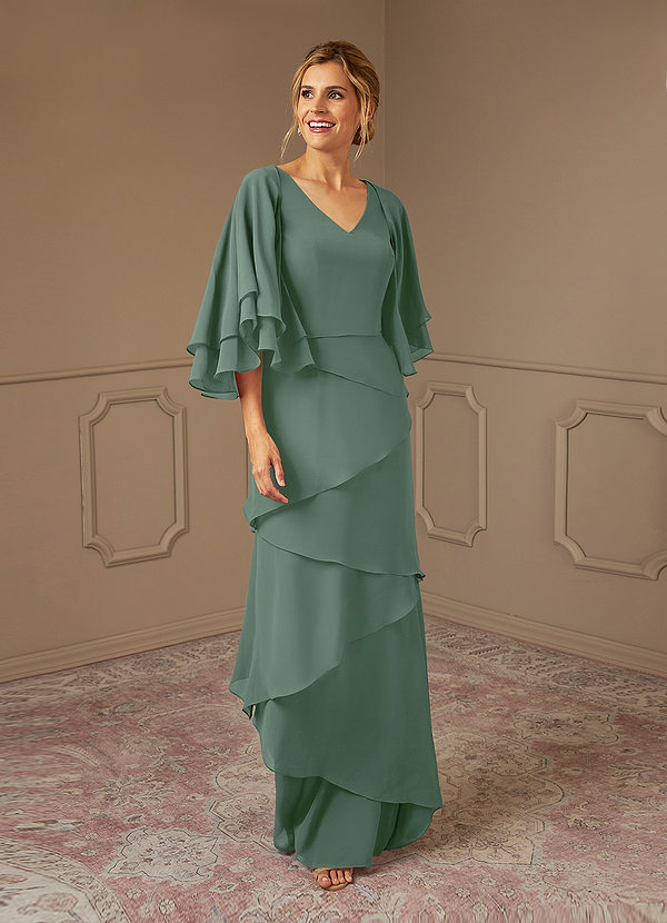 Azazie OHara Abiti da Mamma Sposa Abito A-Line in Chiffon con Scollo a V Eucalipto image1
