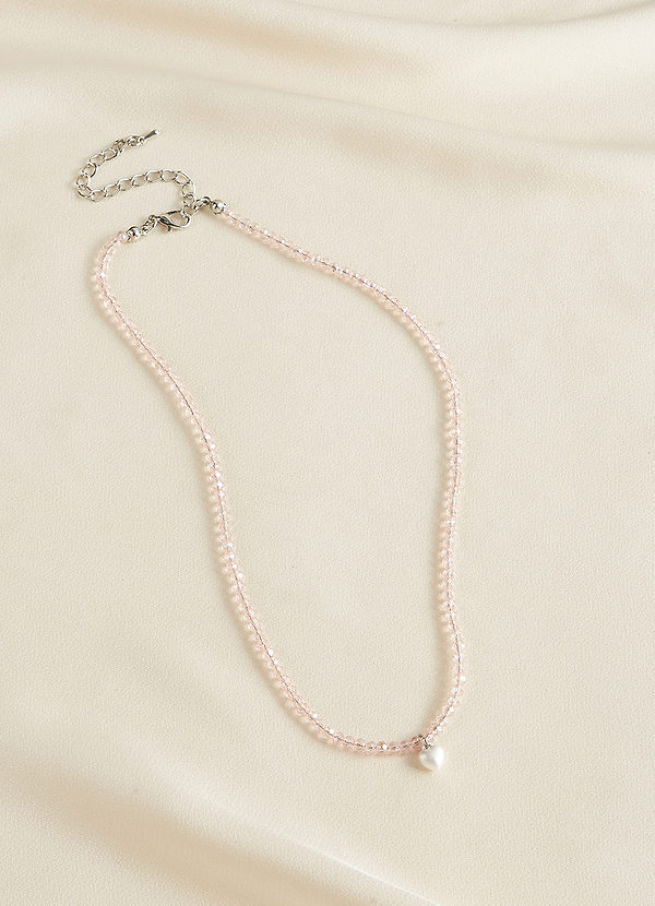 front Collar de cuentas de color rosa ruborizado