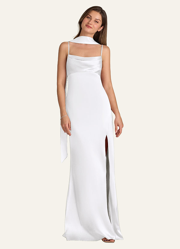 front Azazie Matching Color Matte Satin Scarf