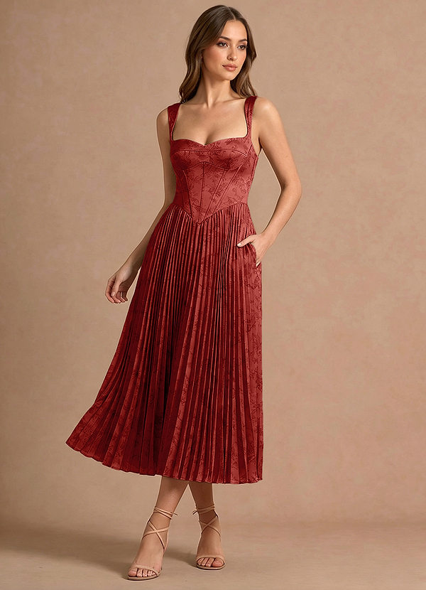 Isonelle Orange Red Midi Dress image1