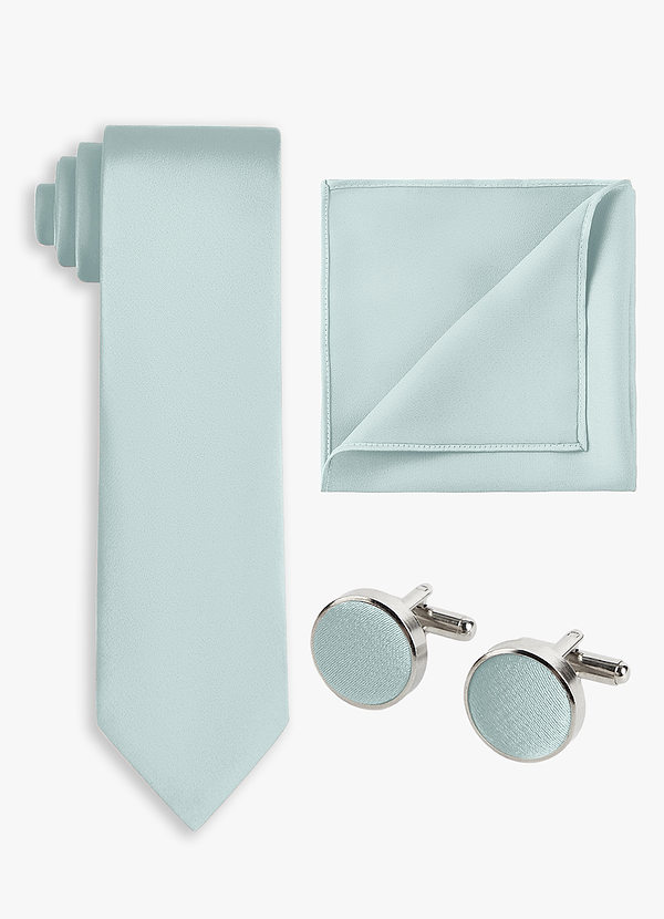 front Matching Color 3-Piece Stretch Satin Wide Tie Set