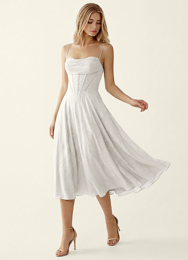 Verena Hvid Alabast Jacquard Midi A-formet Dimissionskjole image1