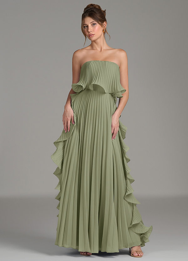 Azazie Alexia Bridesmaid Dresses Pistachio A-Line Ruched Chiffon Dress image1