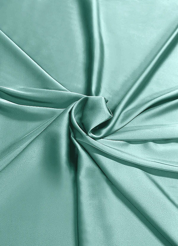front Azazie Aqua stretch satijn stof op maat gesneden
