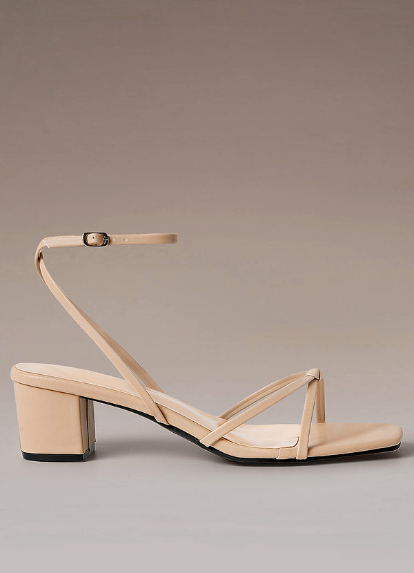 front Ankle Strap Cross Knot Heel Sandals