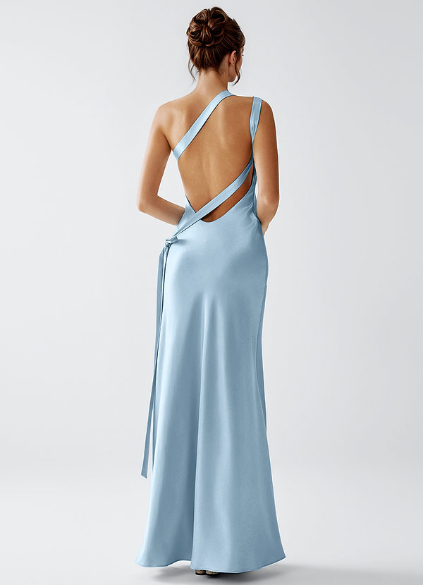 Stephanie Sky Blue Luminous Satin Maxi Dress image1