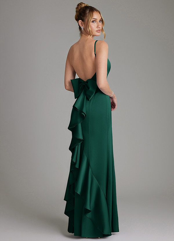 Azazie Zherra Bridesmaid Dresses Emerald Mermaid Bow Stretch Satin Dress image1