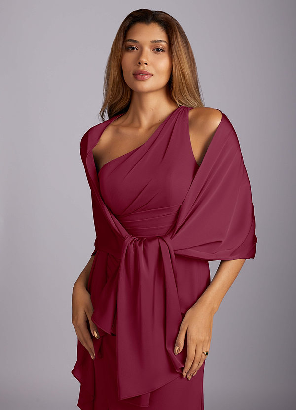 front Azazie Matching Color Aleena Stretch Satin Shawl