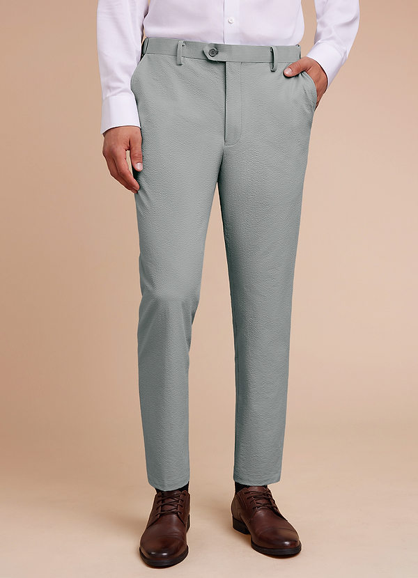 front Miles Light Grey Seersucker Dress Pants