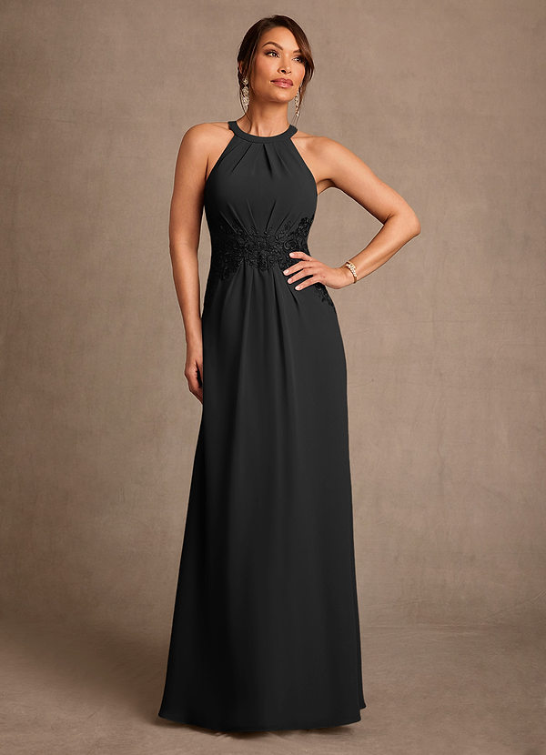 Azazie Georgie Mother of the Brides Dresses Black A-Line Lace Chiffon Dress image1