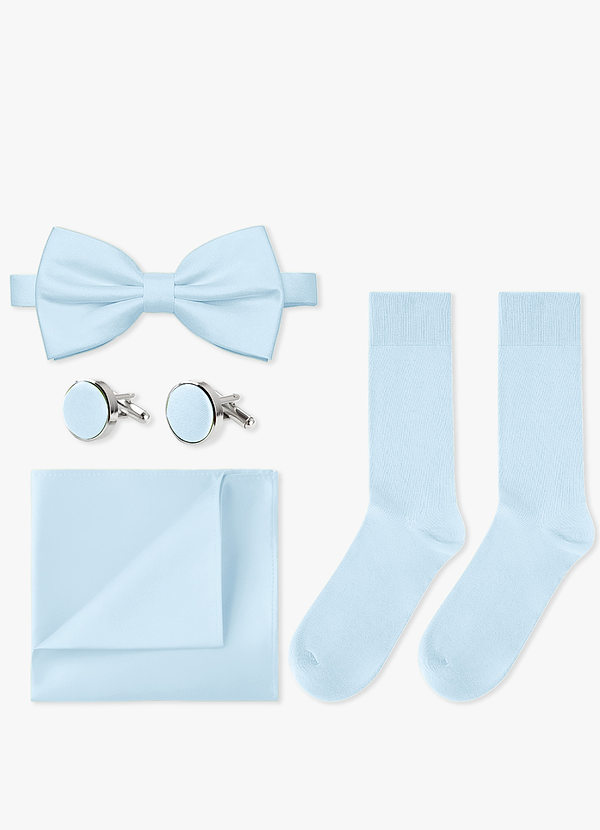 front Conjunto de pajarita, pañuelo de bolsillo, gemelos y calcetines a juego