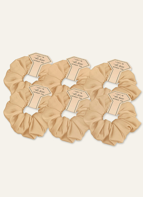 front Matching Color Bridesmaid Stretch Satin Over Size Scrunchie 6 pic Set