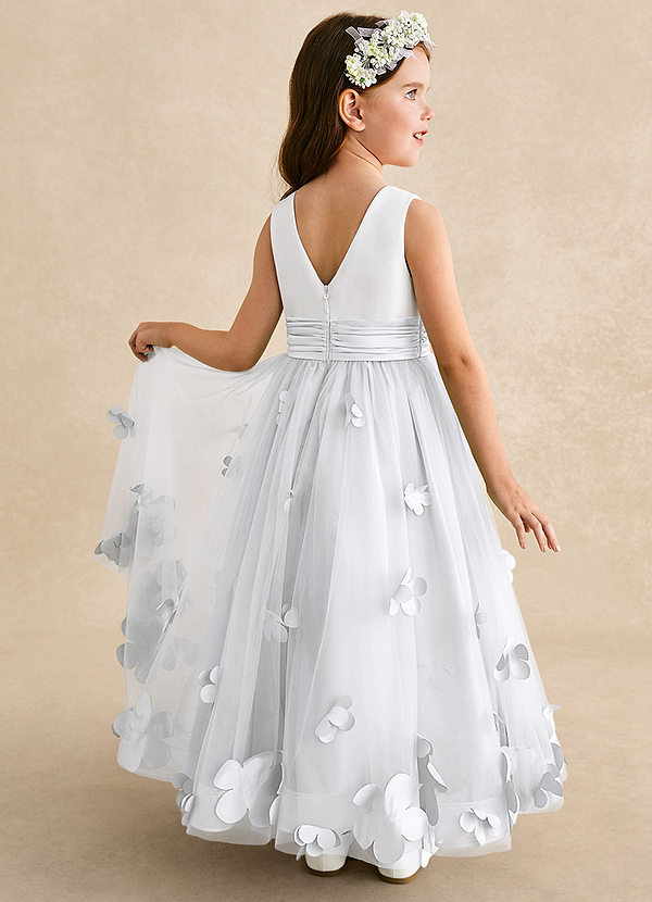 Azazie Vi Flower Girl Dresses White A-Line Sleeveless Tulle Dress image1