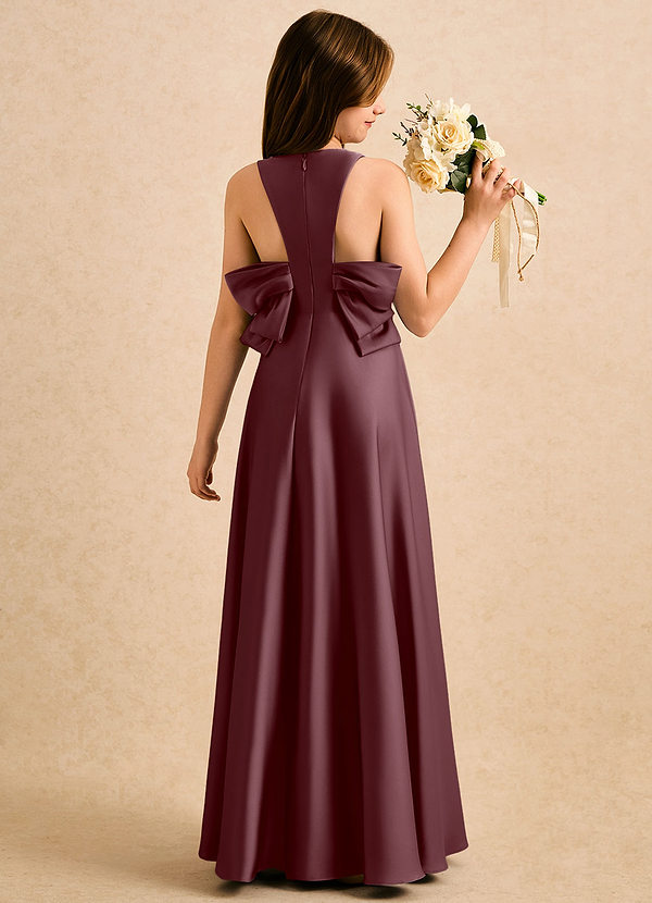 Azazie Nisha Girls Formal Sukienki dla dziewczynek sypiących kwiaty Linia A Pofałdowany Satyna elastyczna Długość podłogi Sukienka image1